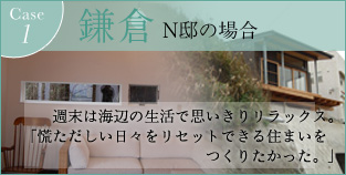 Case1. 鎌倉 N邸の場合 |　週末は海辺の生活で思い切りリラックス。「慌しい日々をリセットできる住まいをつくりたかった。」